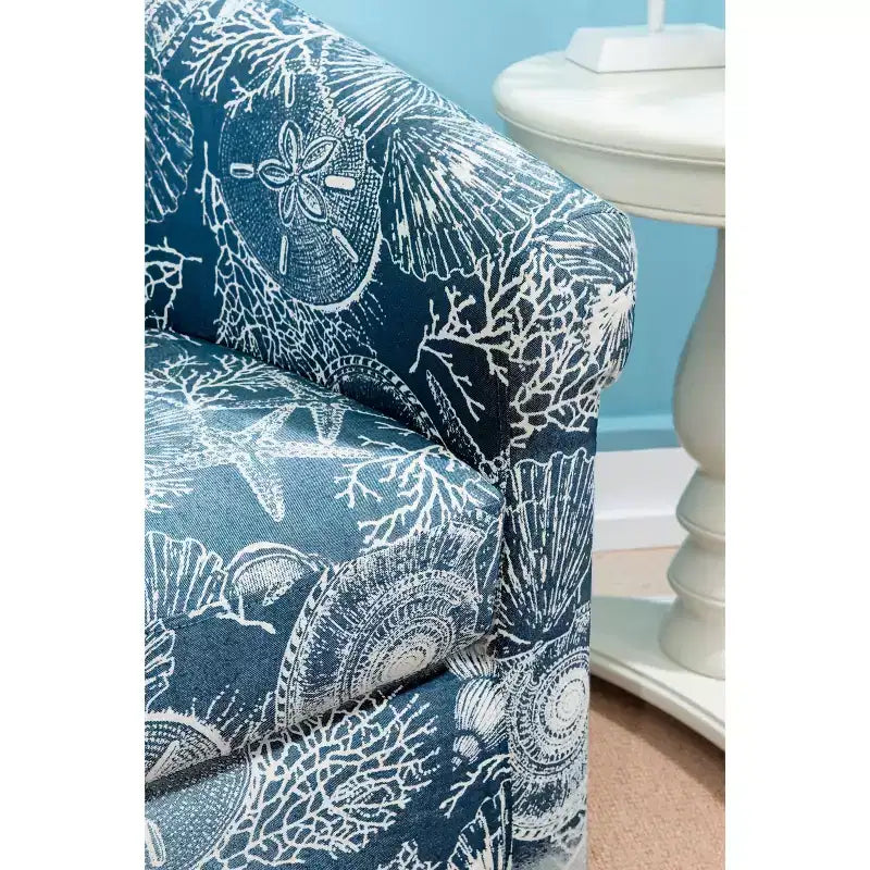 Fauteuil club pivotant Powell Monahan Costal Roll Arm bleu : polyester rembourré, aucun assemblage requis