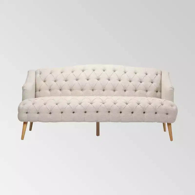 Christopher Knight Home Canapé contemporain capitonné Adelia Beige : Moderne rembourré, 3 places, cadre en bois