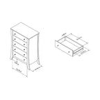 24/7 Shop At Home Commode Weston 5 Tiroirs Espresso Torréfié : Rangement de Style Transitionnel pour Chambre, Coulisses en Métal