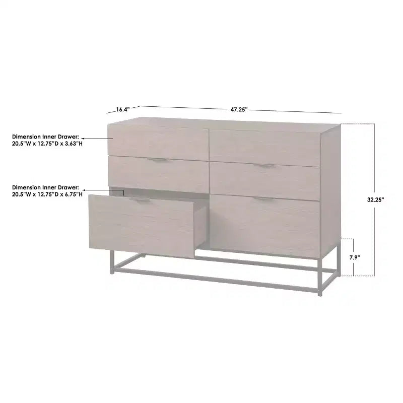 Commode 6 Tiroirs Buylateral Noble Noyer