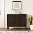 Meuble de rangement Asher Record Media Brun foncé - Crosley : Portes coulissantes, étagères réglables, organiseur de vinyles