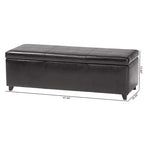 Banc coffre en similicuir avec surpiqûres, marron foncé - Baxton Studio