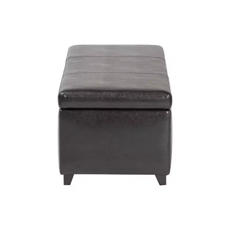 Banc coffre en similicuir avec surpiqûres, marron foncé - Baxton Studio