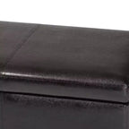 Banc coffre en similicuir avec surpiqûres, marron foncé - Baxton Studio