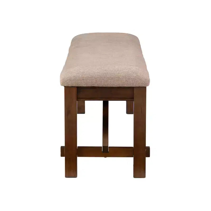 Banc 60" Jackson traditionnel en bois et assise tapissée beige noisette foncée - Powell