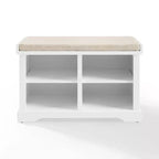 Banc de rangement Anderson blanc - Crosley : Rembourré, revêtement en lin, style champêtre