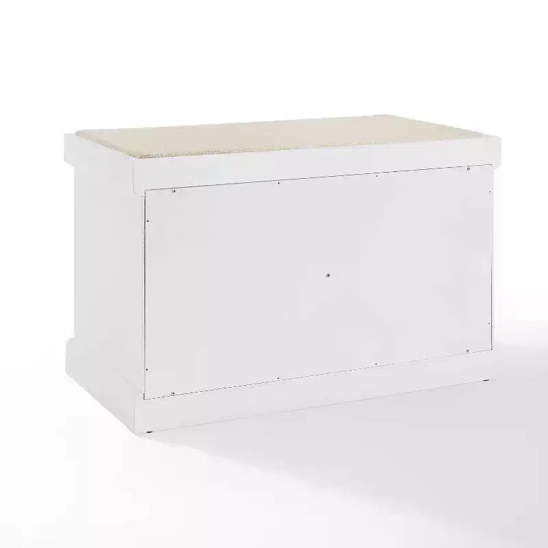 Banc de rangement Anderson blanc - Crosley : Rembourré, revêtement en lin, style champêtre