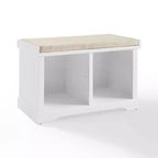 Banc de rangement Anderson blanc - Crosley : Rembourré, revêtement en lin, style champêtre