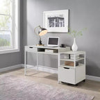 Bureau Contempo 101,6 cm avec tiroir et étagère Chêne blanc - OSP Home Furnishings : Structure en acier robuste, Surface en MDF