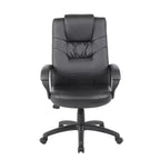 Chaise de bureau Executive en similicuir noir à dossier haut - Boss Office Products : Ergonomique, pivotante, réglable en hauteur, structure métallique