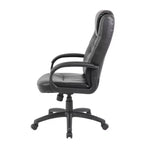 Chaise de bureau Executive en similicuir noir à dossier haut - Boss Office Products : Ergonomique, pivotante, réglable en hauteur, structure métallique