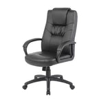 Chaise de bureau Executive en similicuir noir à dossier haut - Boss Office Products : Ergonomique, pivotante, réglable en hauteur, structure métallique