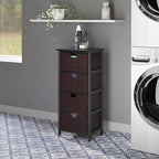 36,81" Étagère de rangement Omaha avec paniers Noire - Winsome : Tour 4 tiroirs style Mid-Century