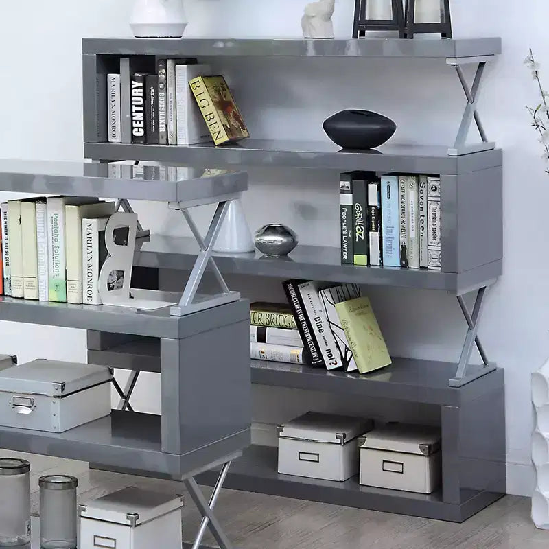 Bibliothèque ouverte à 5 niveaux Duvall gris de 54,38 po - miBasics