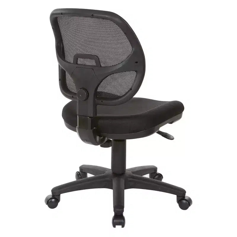 Fauteuil de bureau à dossier en maille avec siège en tissu noir - OSP Home Furnishings : Ergonomique, pivotant, hauteur réglable