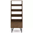 Bibliothèque haute Saylor de 162 cm avec pieds épingles et tiroir – WyndenHall : Design industriel, bois d'acacia