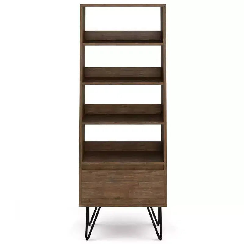 Bibliothèque haute Saylor de 162 cm avec pieds épingles et tiroir – WyndenHall : Design industriel, bois d'acacia
