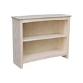 30"x38" Shaker Bookcase Unfinished - International Concepts: Solid Parawood, 2 Fixed Shelves