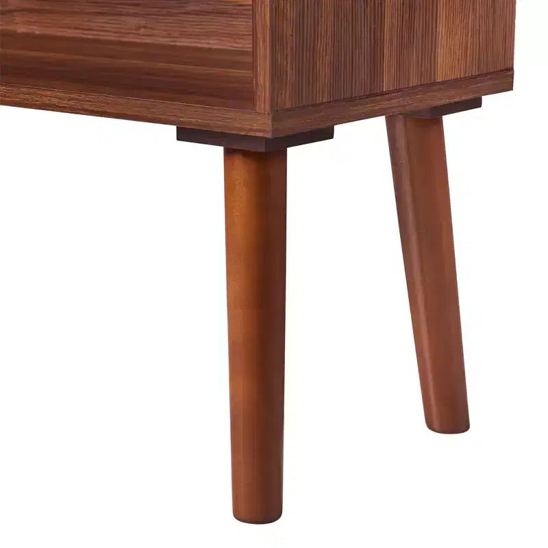 Étagère Kingston 58 po avec dessus imitation marbre et pieds en bois massif Noyer - Teamson Home : Rangement de style Mid-Century, 4 étagères ouvertes