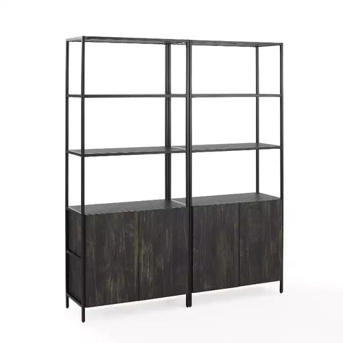 2pc 80.5" Jacobsen Etagere Set Brown Ash - Crosley: Industrial Storage, Steel Frame, Wood Veneer