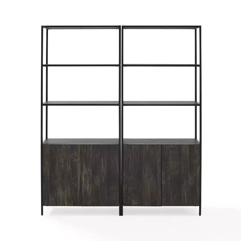 Lot de 2 étagères Jacobsen 204,5 cm frêne marron - Crosley : Rangement industriel, cadre en acier, placage bois
