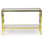Table de Canapé Olympia Verre Fer et Chrome - Steve Silver Co. : Base Miroir, Design Latéral Circulaire, Assemblage sans Outils