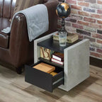 24/7 Shop At Home Table d'appoint industrielle Briggin noire : Étagère de rangement, Glissières métalliques, Cadre en MDF