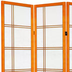 Séparateur de pièce en toile double croix de 1,8 m de haut - Miel (4 panneaux) : Paravent Oriental Furniture, Cadre en bois dur