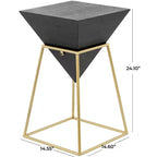 Table d'appoint moderne en bois noir – Olivia & May : Piètement doré, Aucun assemblage requis, Design triangulaire en métal et bois