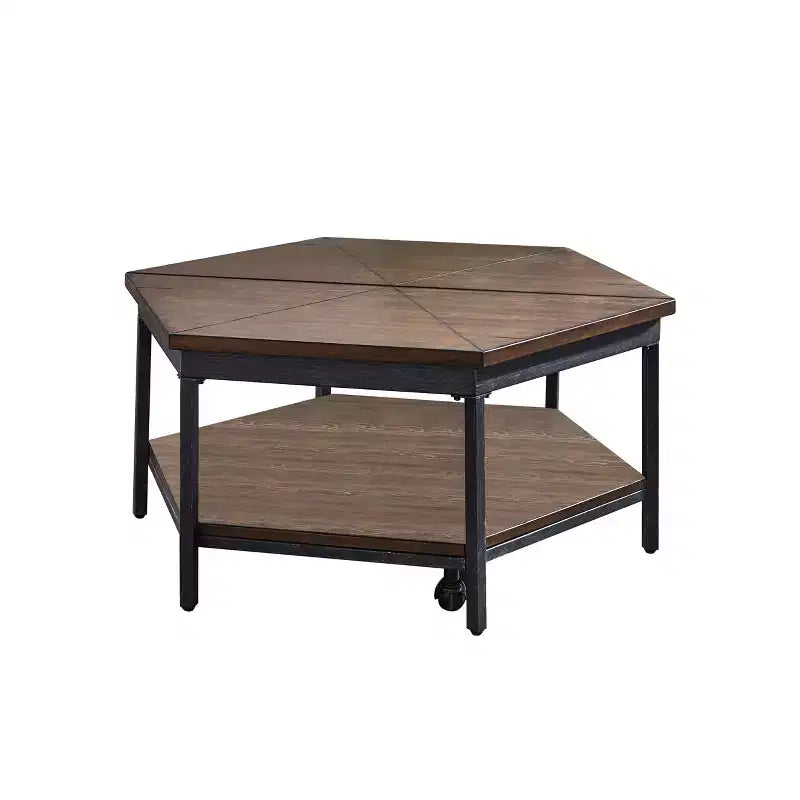 Steve Silver Co. Ultimo Hexagon Lift Top Metal Cocktail Brown