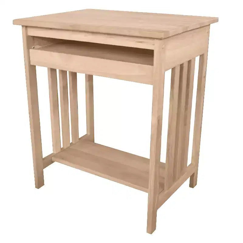 International Concepts Mission – Support pour ordinateur brut : Parahévéa massif, design compact, sans rangement