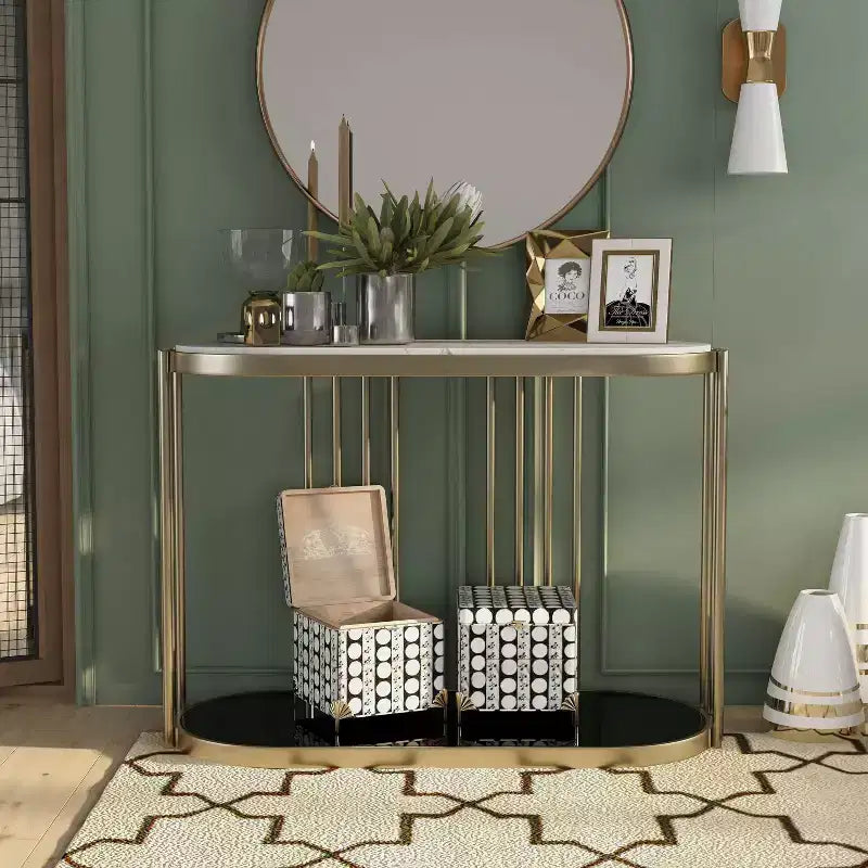 Table d'entrée Solstice Glam en laiton antique - HOMES: Inside + Out
