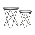 Lot de 2 tables d'appoint industrielles en métal gris - Olivia & May