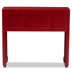 Table console Melodie à 6 tiroirs rouge - Baxton Studio : Inspiration antique, bois de bayur, poignées en bronze