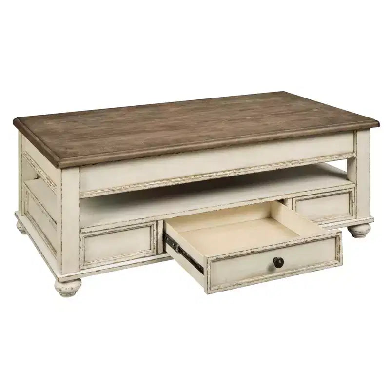 Table basse relevable Realyn Blanc/Brun - Signature Design by Ashley : Style Mid-Century, Rangement, Pieds en bois