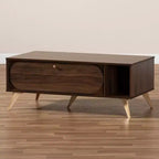 Table basse moderne du milieu du siècle Edel Noyer/Brun/Doré - Baxton Studio
