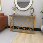 Olivia & May Console Rectangulaire Traditionnelle Moderne en Métal Doré : Entrée Élégante, Design Étroit