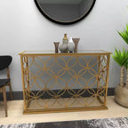 Olivia & May Console Rectangulaire Traditionnelle Moderne en Métal Doré : Entrée Élégante, Design Étroit