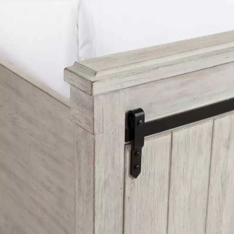 Lit plate-forme de rangement Queen Jack blanc - Picket House Furnishings : style campagnard avec rangements dans la tête et le pied de lit