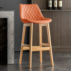Tabourets de bar en similicuir Mid-Century Modern avec pieds en bois