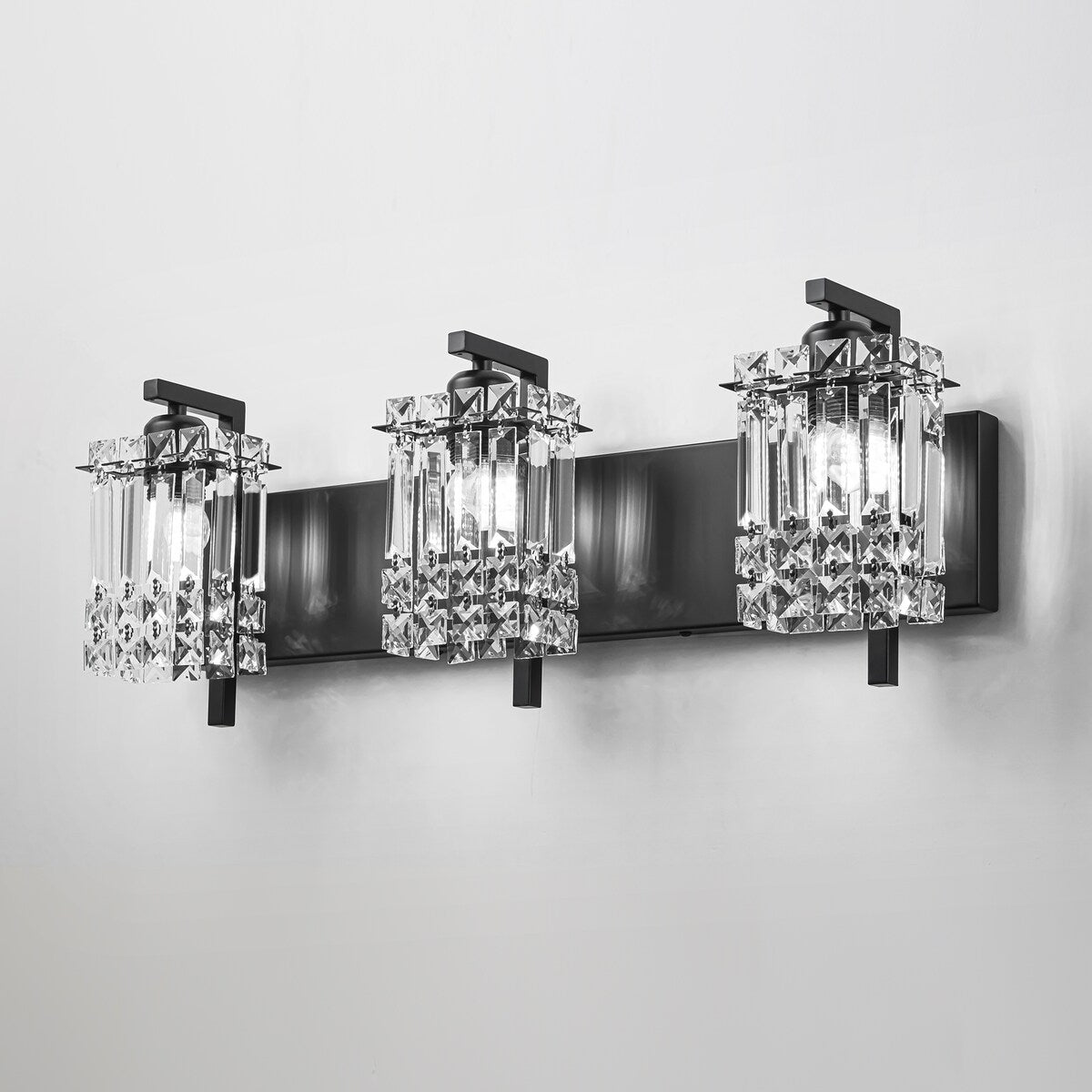 Appliques murales en cristal à 3 lumières pour salle de bain, style moderne et glamour