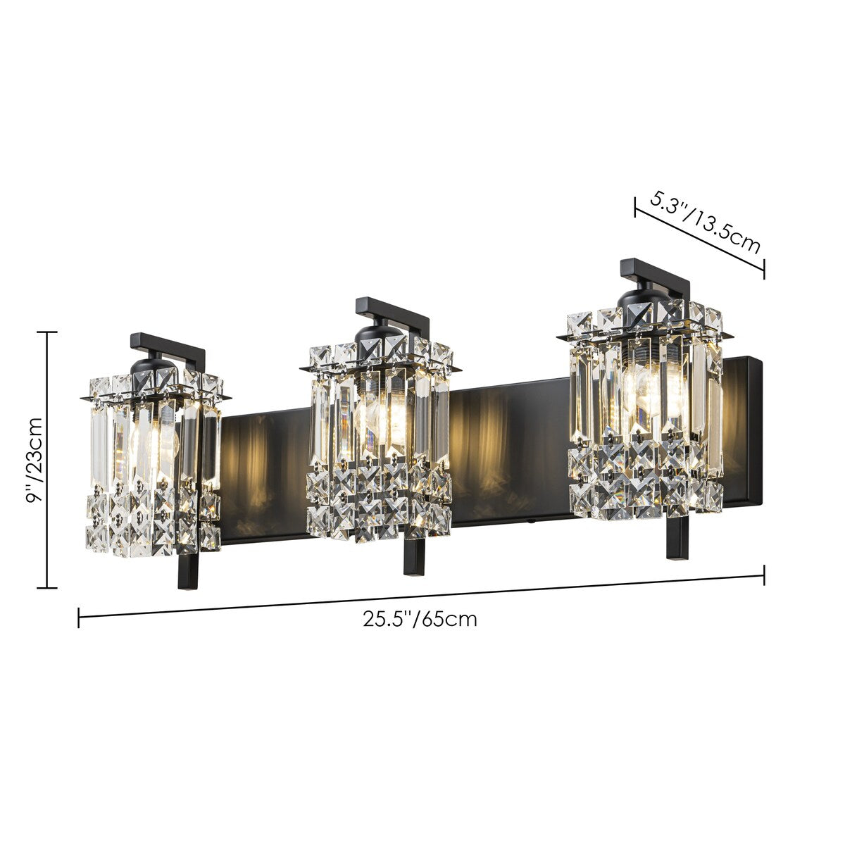 Appliques murales en cristal à 3 lumières pour salle de bain, style moderne et glamour