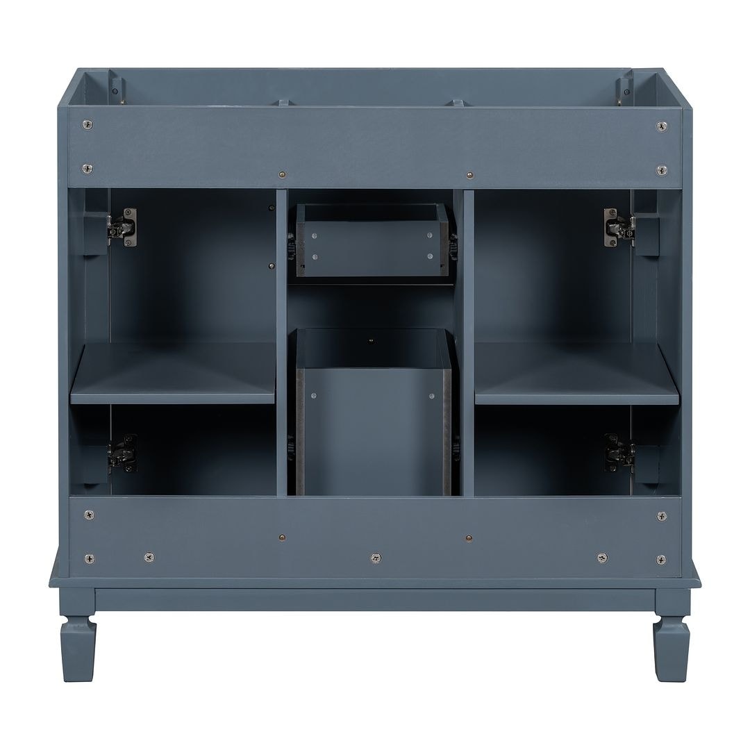 Meuble-lavabo de salle de bain moderne de 91 cm avec lavabo et armoire de toilette, 2 portes et 2 tiroirs
