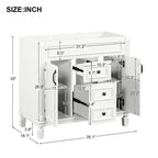 Meuble-lavabo de salle de bain moderne de 91 cm avec lavabo et armoire de toilette, 2 portes et 2 tiroirs