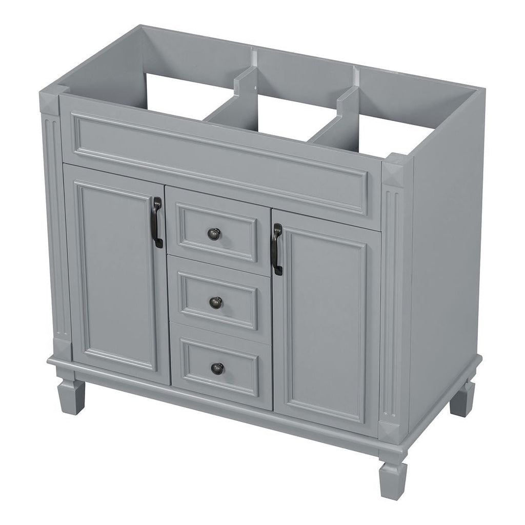 Meuble-lavabo de salle de bain moderne de 91 cm avec lavabo et armoire de toilette, 2 portes et 2 tiroirs