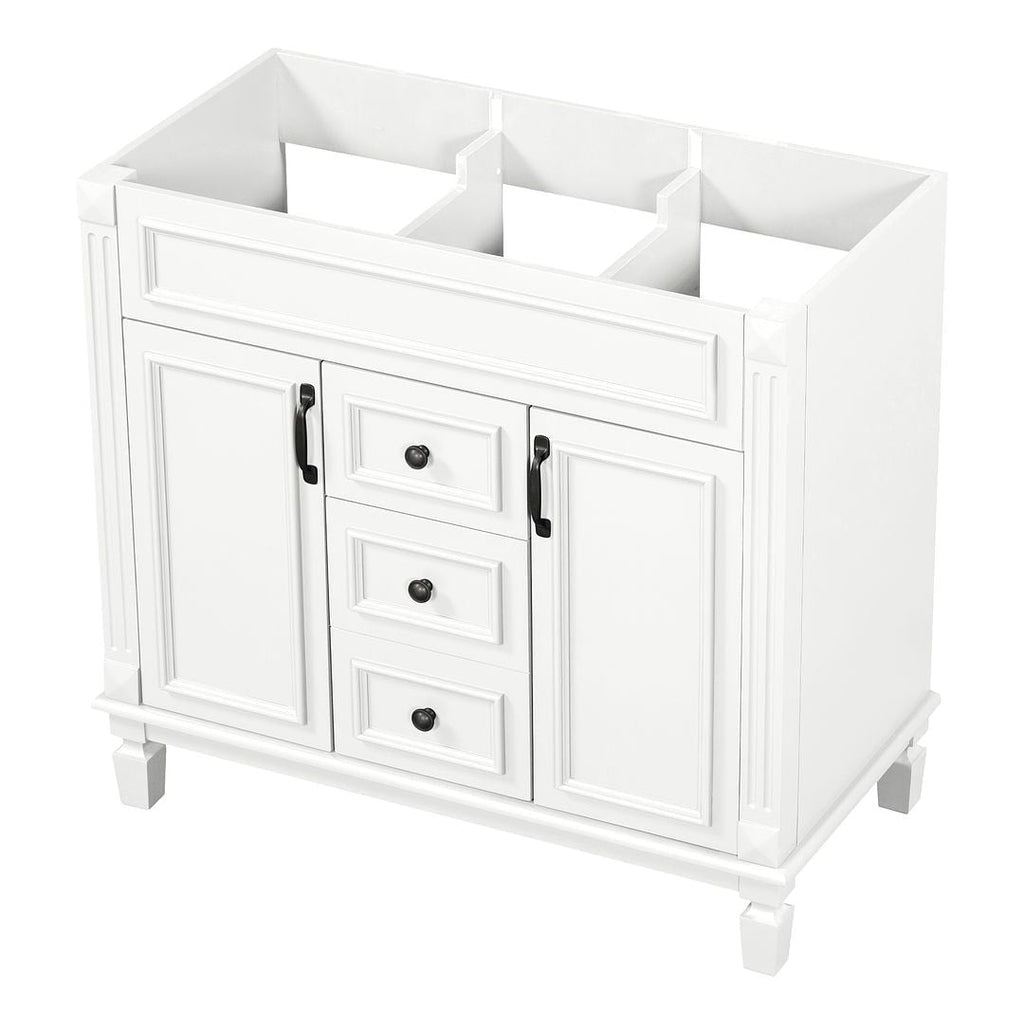 Meuble-lavabo de salle de bain moderne de 91 cm avec lavabo et armoire de toilette, 2 portes et 2 tiroirs