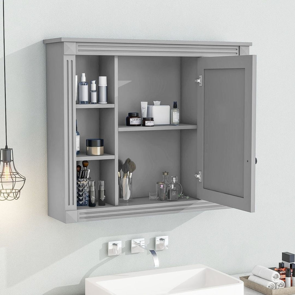 Meuble-lavabo de salle de bain moderne de 91 cm avec lavabo et armoire de toilette, 2 portes et 2 tiroirs