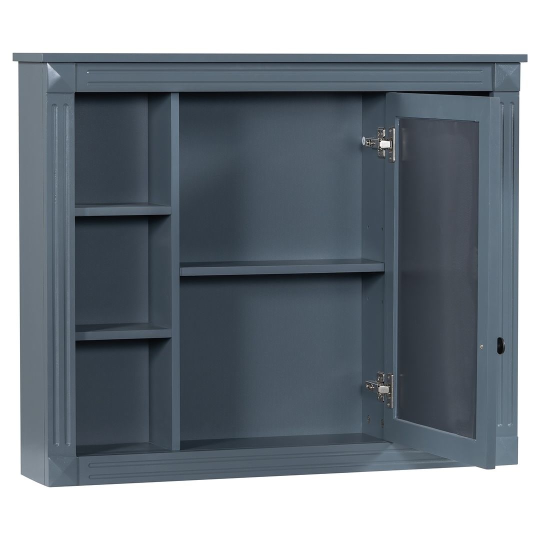 Meuble-lavabo de salle de bain moderne de 91 cm avec lavabo et armoire de toilette, 2 portes et 2 tiroirs