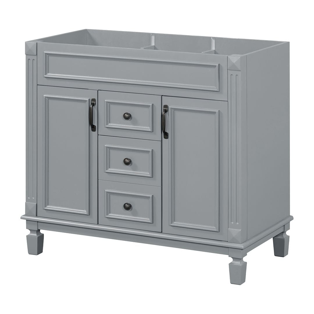 Meuble-lavabo de salle de bain moderne de 91 cm avec lavabo et armoire de toilette, 2 portes et 2 tiroirs