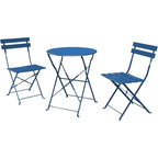 Ensemble bistrot pliant en métal 3 pièces, salon de conversation intérieur/extérieur résistant aux intempéries pour patio, cour, jardin